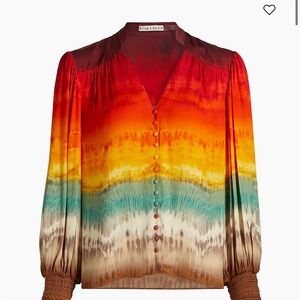 Alice + Olivia Red Orange Yellow Blue Gradient Blouse